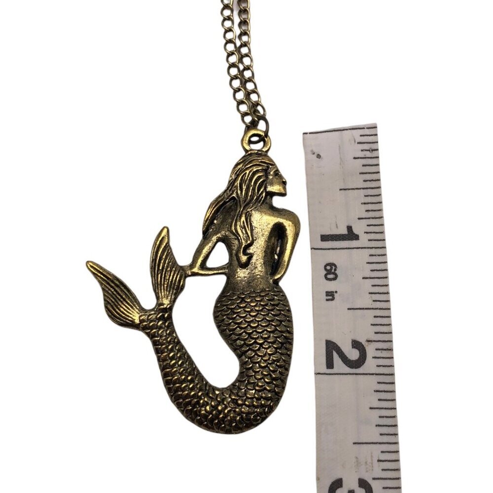 Martine Mail Mermaid Antique Gold Tone Unisex Necklace - Picture 7 of 11